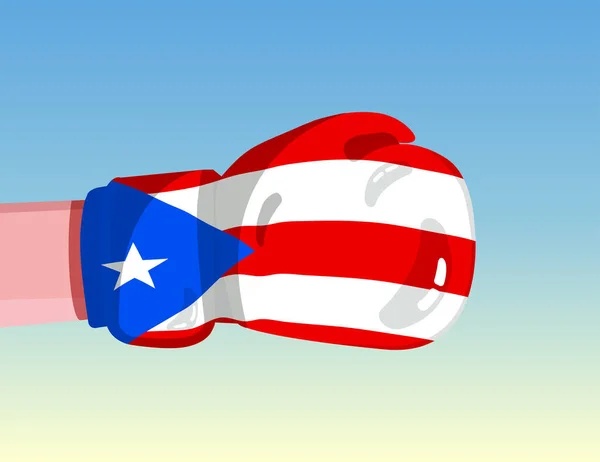 Bandera Puerto Rico Guante Boxeo Confrontación Entre Países Con Poder — Archivo Imágenes Vectoriales