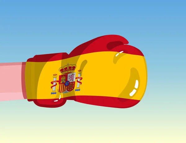 Прапор Іспанії Боксерській Рукавичці Конфлікт Між Країнами Конкурентоспроможною Владою Позитивне — стоковий вектор