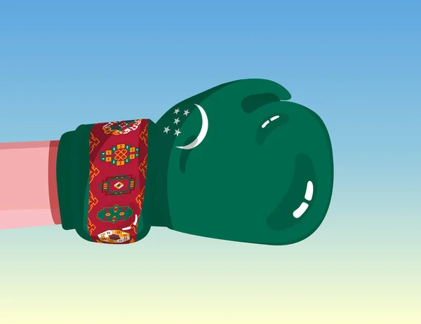 Флаг Туркменистана Боксерской Перчатке Конфронтация Между Странами Конкурентной Властью Оскорбительное — стоковый вектор