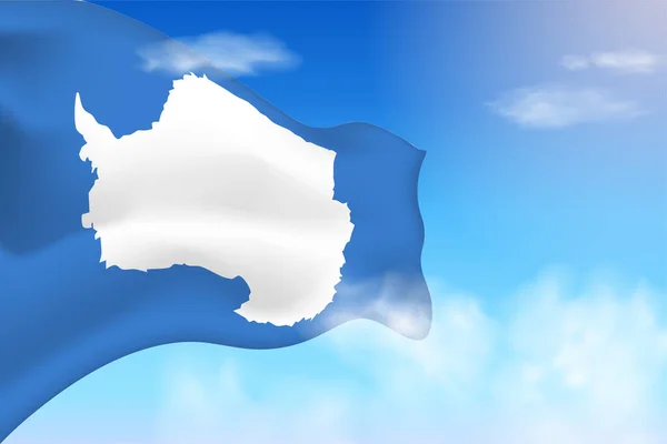 Antarctica Vlag Wolken Vectorvlag Wapperend Lucht Realistische Vlag Illustratie Blauwe — Stockvector