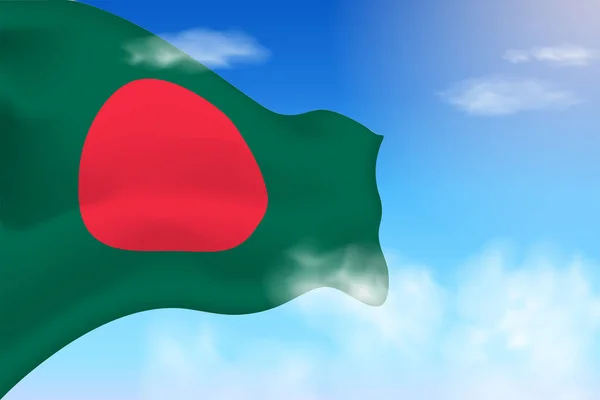 Bangladesh Flag Clouds Vector Flag Waving Sky National Day Realistic — Image vectorielle