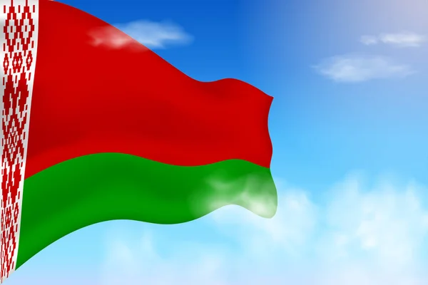 Флаг Беларуси Облаках Векторный Флаг Машущий Небе Национальный День Реалистичной — стоковый вектор