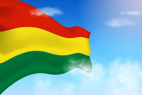 볼리비아의 국기가 구름에 있습니다 하늘에서 흔들려 미국의 국기에 현실적 — 스톡 벡터