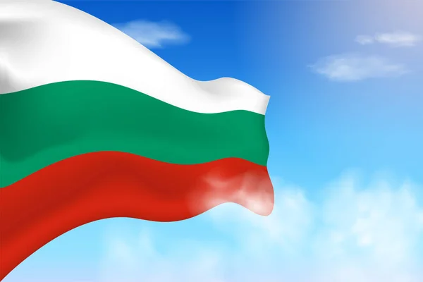Drapeau Bulgarie Dans Les Nuages Drapeau Vectoriel Agitant Dans Ciel — Image vectorielle
