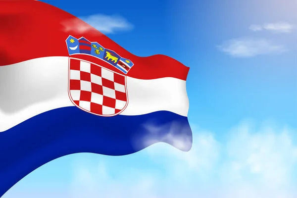 Croatia Flag Clouds Vector Flag Waving Sky National Day Realistic — Stockový vektor