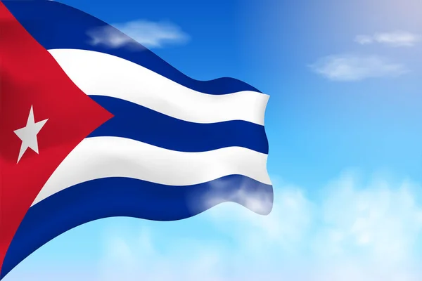 Cuba Flag Clouds Vector Flag Waving Sky National Day Realistic — ストックベクタ