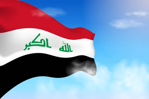 Прапор Іраку Хмарах Векторський Прапор Розмахує Небі Національний День Реалістичний — стоковий вектор