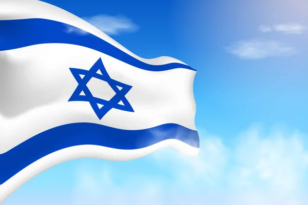 Israel Flag Clouds Vector Flag Waving Sky National Day Realistic — Stockvector