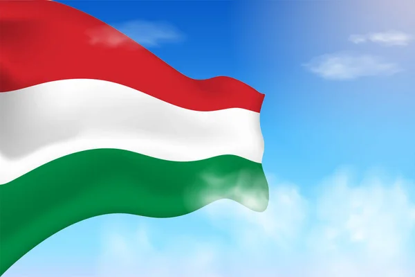 Hungary Flag Clouds Vector Flag Waving Sky National Day Realistic — Image vectorielle