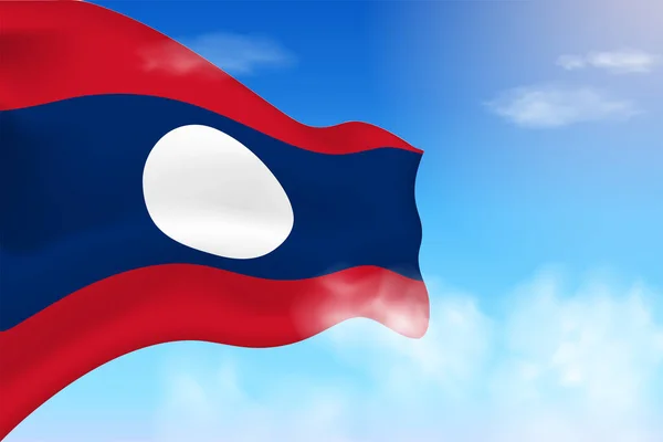 Laos Flag Clouds Vector Flag Waving Sky National Day Realistic — Image vectorielle