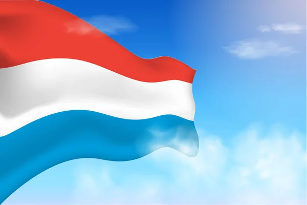 Luxembourg Flag Clouds Vector Flag Waving Sky National Day Realistic — ストックベクタ