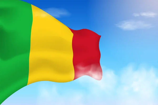 Bandeira Mali Nas Nuvens Bandeira Vetor Acenando Céu Dia Nacional — Vetor de Stock