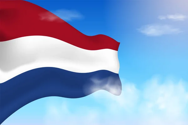 Netherlands Flag Clouds Vector Flag Waving Sky National Day Realistic — Stockový vektor
