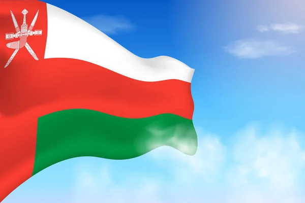 Оманский Флаг Облаках Векторный Флаг Машущий Небе Национальный День Реалистичной — стоковый вектор