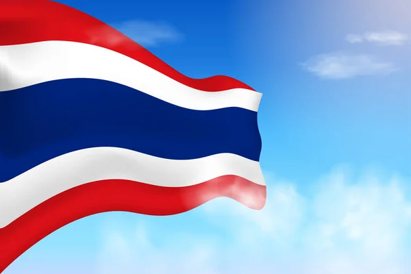 Thailand Flag Clouds Vector Flag Waving Sky National Day Realistic — Image vectorielle