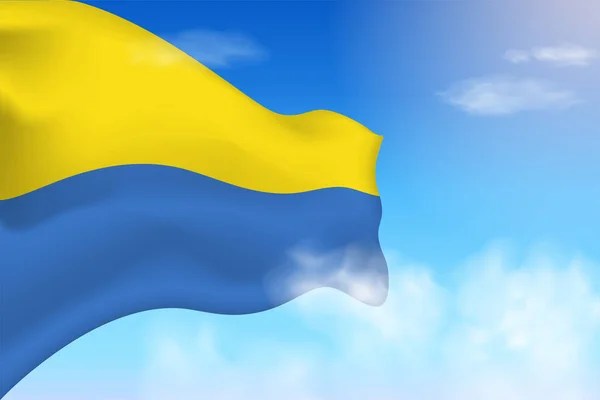 Bandera Ucrania Las Nubes Bandera Vectorial Ondeando Cielo Día Nacional — Vector de stock