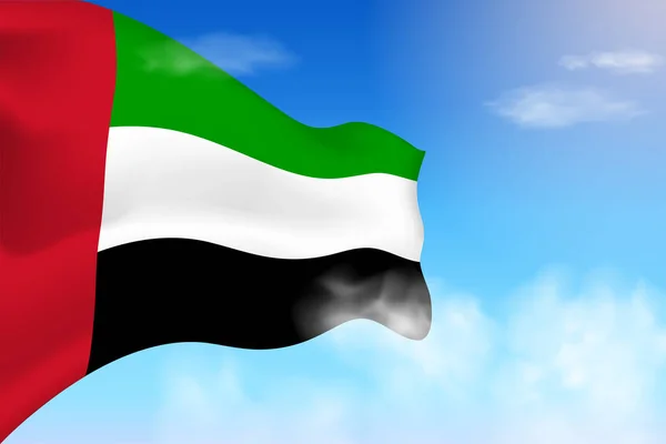 United Arab Emirates Flag Clouds Vector Flag Waving Sky National — Stockový vektor