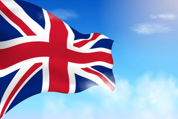 United Kingdom Flag Clouds Vector Flag Waving Sky National Day — 图库矢量图片