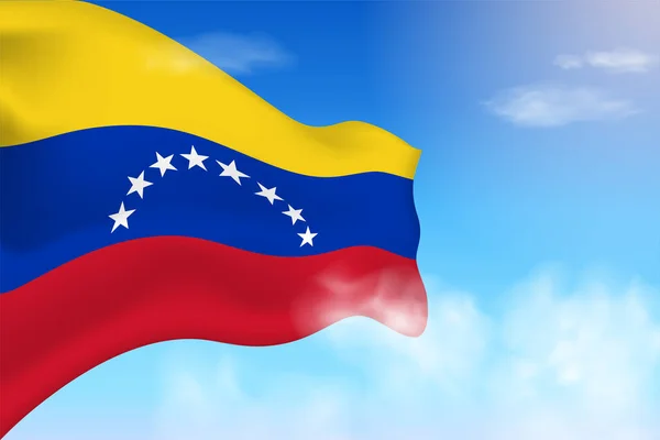 Venezuela Flag Clouds Vector Flag Waving Sky National Day Realistic — 图库矢量图片