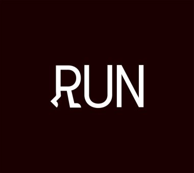 RUN Typography tasarım logosu. Koşan mektup. Modern yaratıcı koşu tasarımı. Minimum Logo Tasarım Şablonunu Göster.