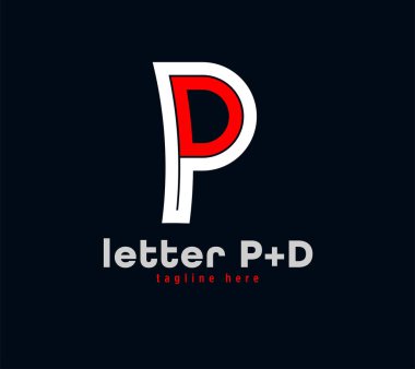 Letter P+D logo design. Unique special series. Creative minimal design template vector illustration