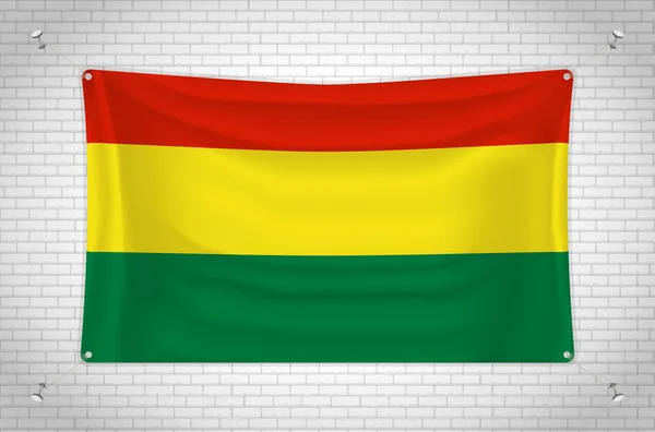 Bolívijská Vlajka Visící Cihlové Zdi Kresba Vlajka Připevněná Zdi Úhledně — Stockový vektor