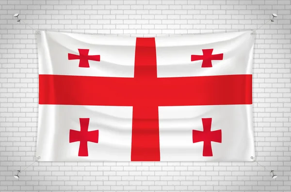 Georgia Flag Hanging Brick Wall Drawing Flag Attached Wall Neatly — ストックベクタ