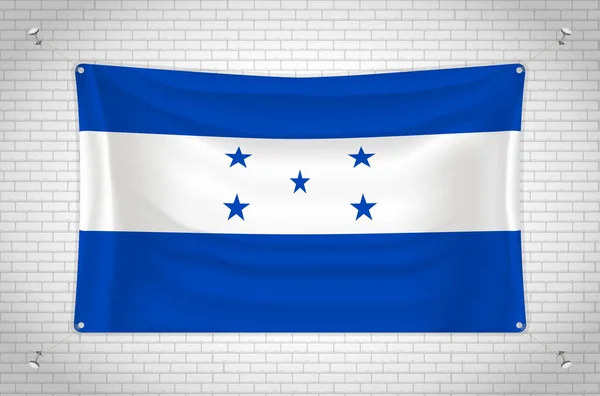 Honduras Vlag Hangt Aan Bakstenen Muur Tekening Vlag Aan Muur — Stockvector