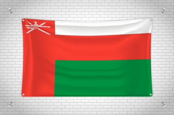 Oman Flag Hanging Brick Wall Drawing Flag Attached Wall Neatly — Image vectorielle