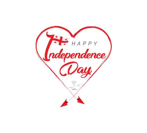 Happy Independence Day Georgia Airplane Draws Cloud Heart National Flag — Vector de stock