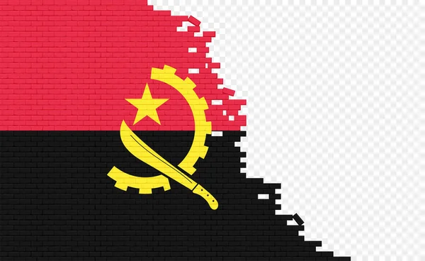 Angola Flag Broken Brick Wall Empty Flag Field Another Country — Archivo Imágenes Vectoriales