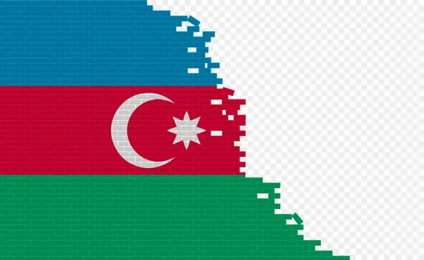 Azerbaijan Flag Broken Brick Wall Empty Flag Field Another Country — Archivo Imágenes Vectoriales