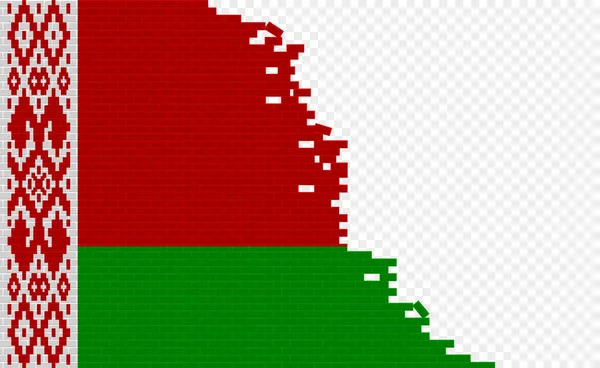 Флаг Беларуси Сломанной Кирпичной Стене Пустое Поле Флага Другой Страны — стоковый вектор