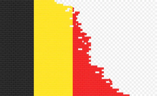 Belgium Flag Broken Brick Wall Empty Flag Field Another Country — Wektor stockowy