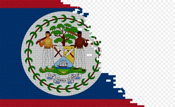 Belize Flag Broken Brick Wall Empty Flag Field Another Country — Stockvector