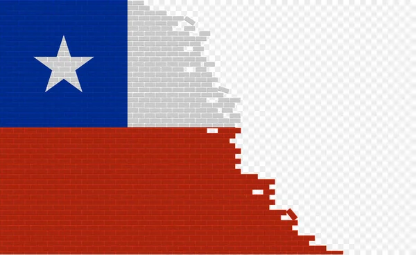 Chile Flag Broken Brick Wall Empty Flag Field Another Country — Image vectorielle