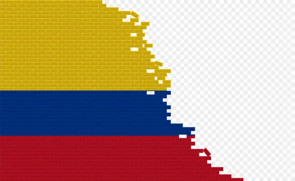 Colombia Flag Broken Brick Wall Empty Flag Field Another Country — Stockvektor