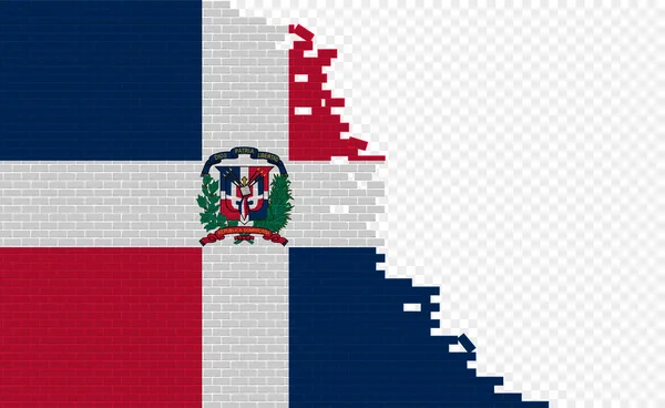 Dominican Republic Flag Broken Brick Wall Empty Flag Field Another — Image vectorielle