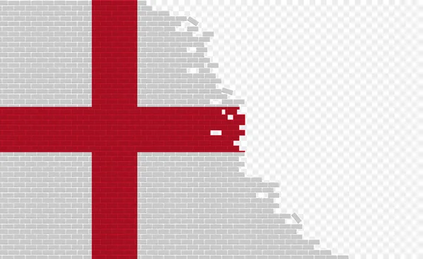 England Flag Broken Brick Wall Empty Flag Field Another Country — Stock Vector