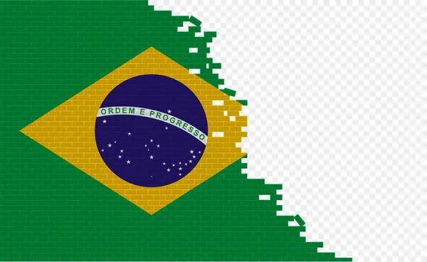 Brazil Flag Broken Brick Wall Empty Flag Field Another Country — Archivo Imágenes Vectoriales