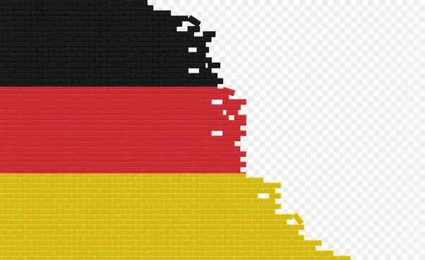 Germany Flag Broken Brick Wall Empty Flag Field Another Country — Stockvektor