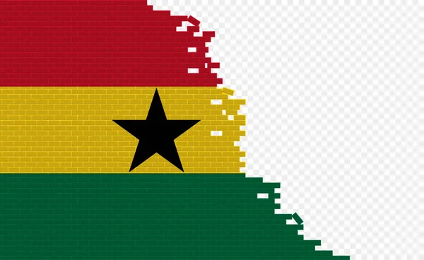Ghana Flag Broken Brick Wall Empty Flag Field Another Country — 스톡 벡터