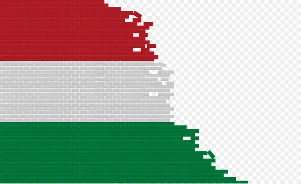 Hungary Flag Broken Brick Wall Empty Flag Field Another Country — Stockový vektor