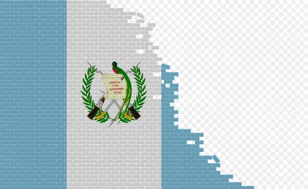 Guatemala Flag Broken Brick Wall Empty Flag Field Another Country — Vettoriale Stock