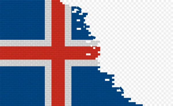 Iceland Flag Broken Brick Wall Empty Flag Field Another Country — Stok Vektör