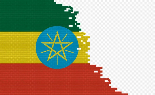 Ethiopia Flag Broken Brick Wall Empty Flag Field Another Country — Archivo Imágenes Vectoriales