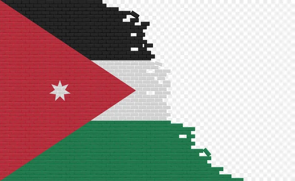 Jordan Flag Broken Brick Wall Empty Flag Field Another Country — Stock Vector