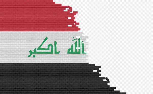 Прапор Іраку Зламаній Цегляній Стіні Порожнє Поле Прапора Іншої Країни — стоковий вектор