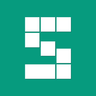 Modern numeral 5 mask area. Photo collage frames template with number. Family photo collage frames template for interior design. Vector collage layout for photo montage.