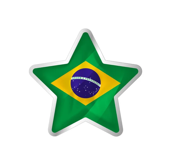 Brazil Flag Star Button Star Flag Template Easy Editing Vector — Vettoriale Stock